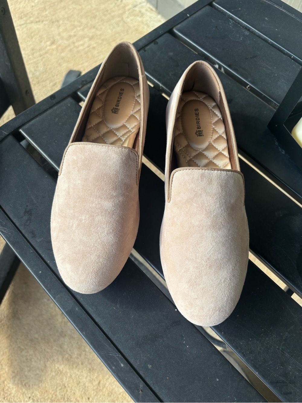Birdies Women's Slip-On Loafers in Blush Pink Suede